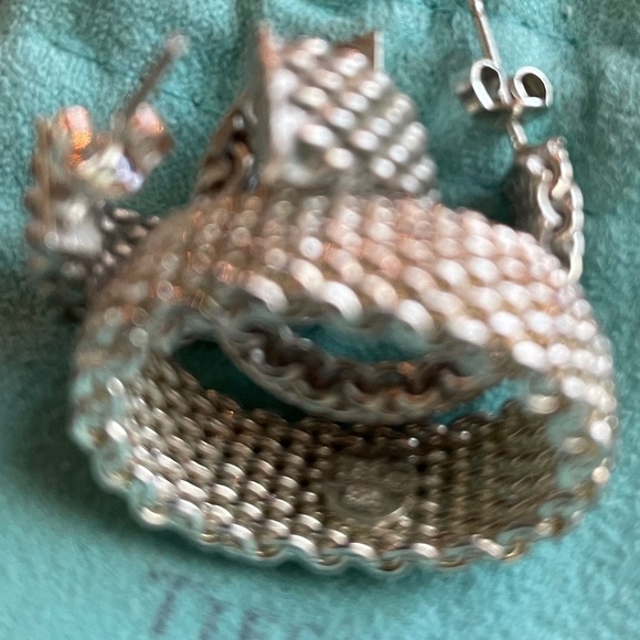 TIFFANY & CO. Somerset basket weave 925 earrings & ring size 7 - Picture 3 of 3